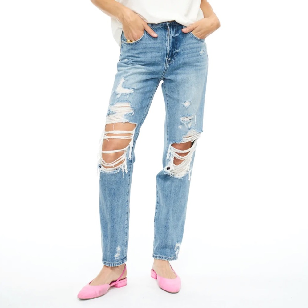 Pistola Presley Hi-Rise Relaxed Distressed Denim Boyfriend Jeans Size 26